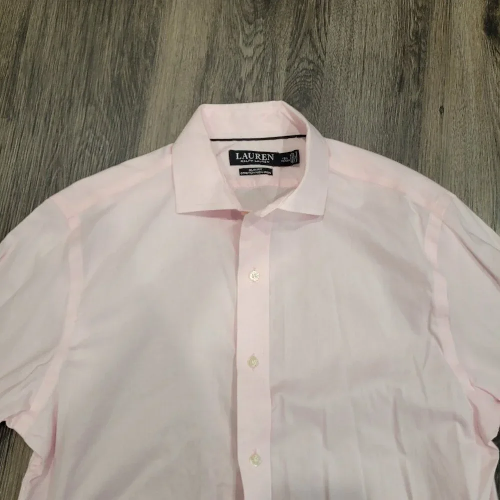 Polo Ralph Lauren Mens Pink Slim‎ fit Stretch 15.5 32/33